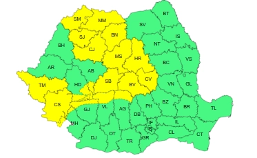 Cod galben de vânt puternic în zonele de munte din Braşov, Argeş, Prahova şi Dâmboviţa