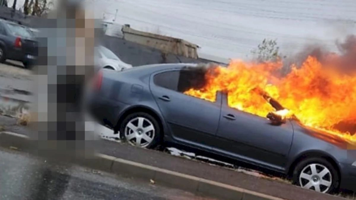 O mașină a luat foc pe A1 București-Pitești