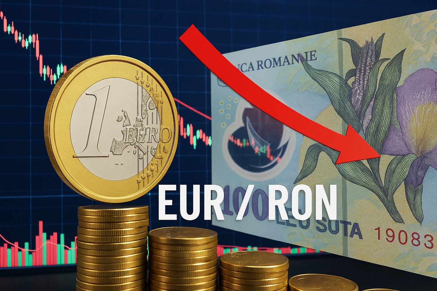 Euro și dolarul american, în scădere