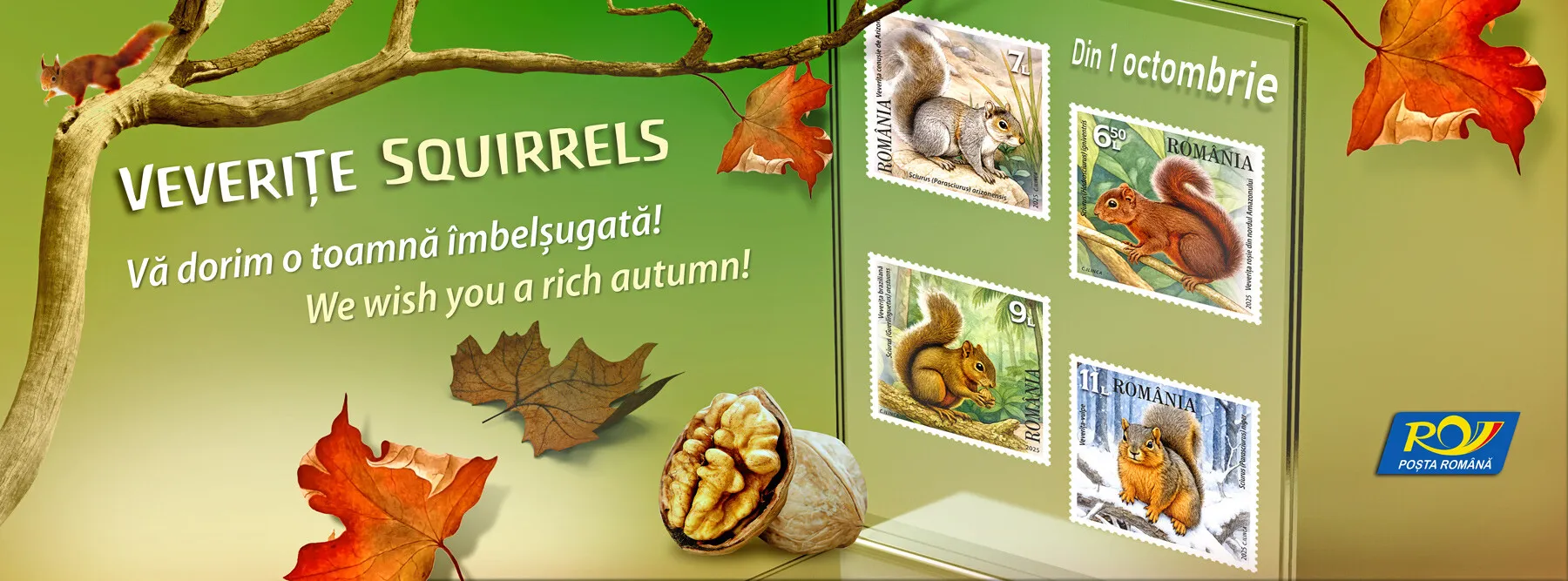 Emisiunea 'Veveriţe', de miercuri, în magazinele Romfilatelia