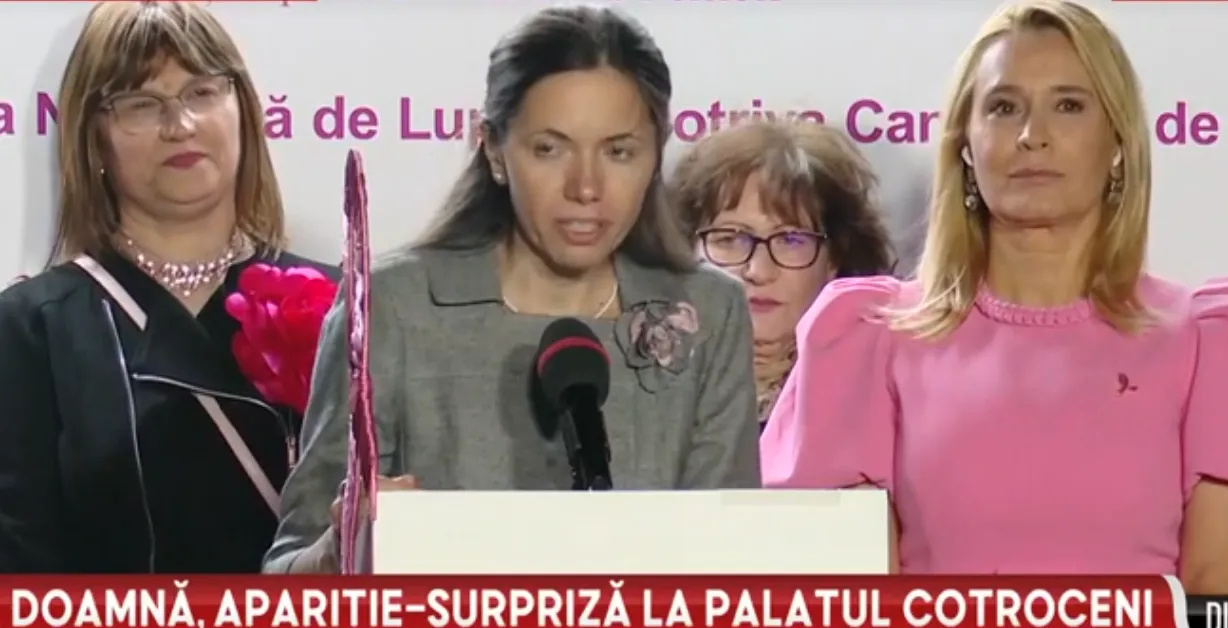 Mirabela Grădinaru, prima apariție ca Primă Doamnă: a aprins lumina roz la Cotroceni