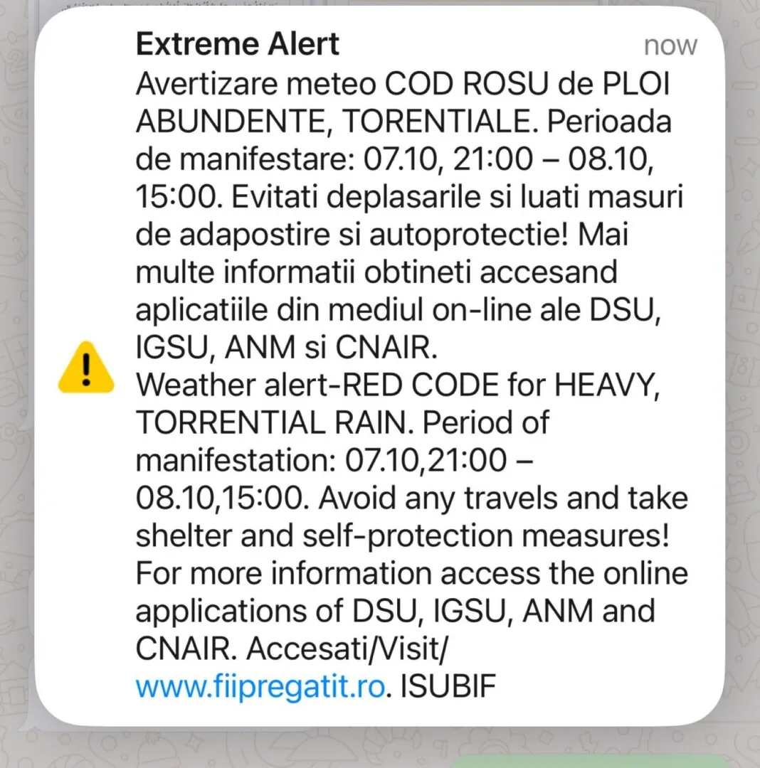 ro alert 7 octombrie