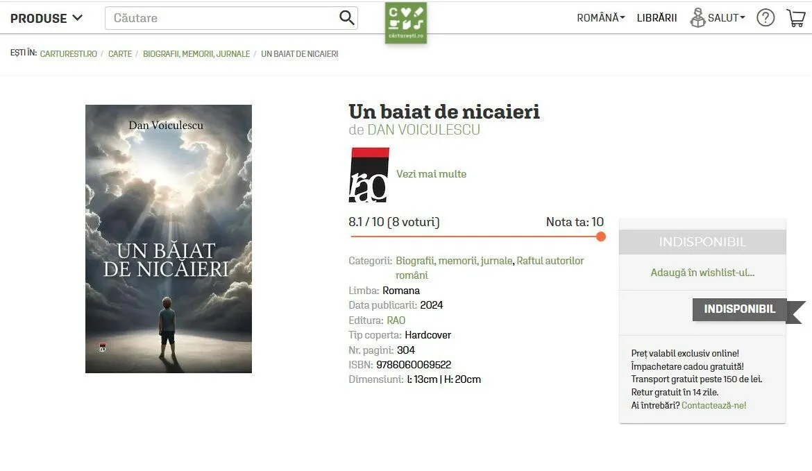 Un baiat de nicaieri - Carte autobiografica Dan Voiculescu