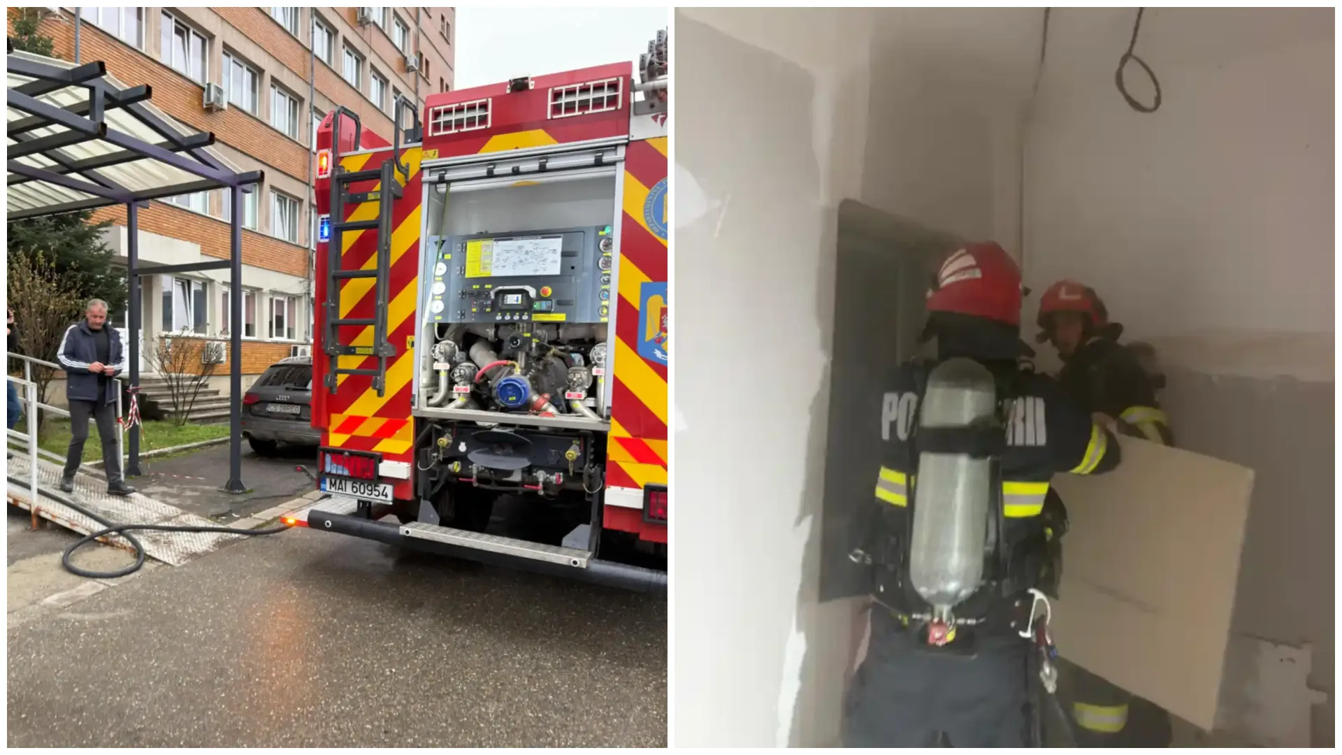 VIDEO Incendiu la Spitalul Județean de Urgență Reșița: Planul Roșu a fost activat; pacienți evacuați