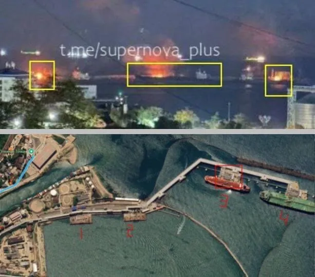 VIDEO Ucrainenii au lovit puternic la Marea Neagră: Un port cu valoare strategică pentru Rusia este în flăcări
