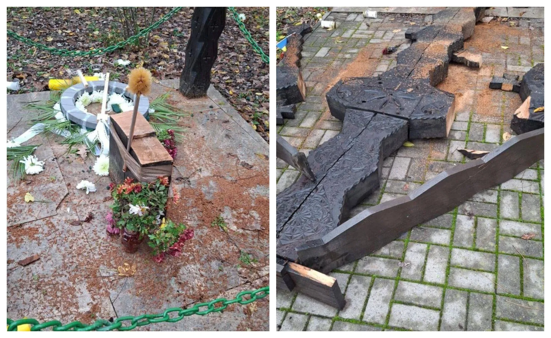 FOTO Troița unde era comemorat Zelea Codreanu a fost distrusă: Poliția a deschis o anchetă