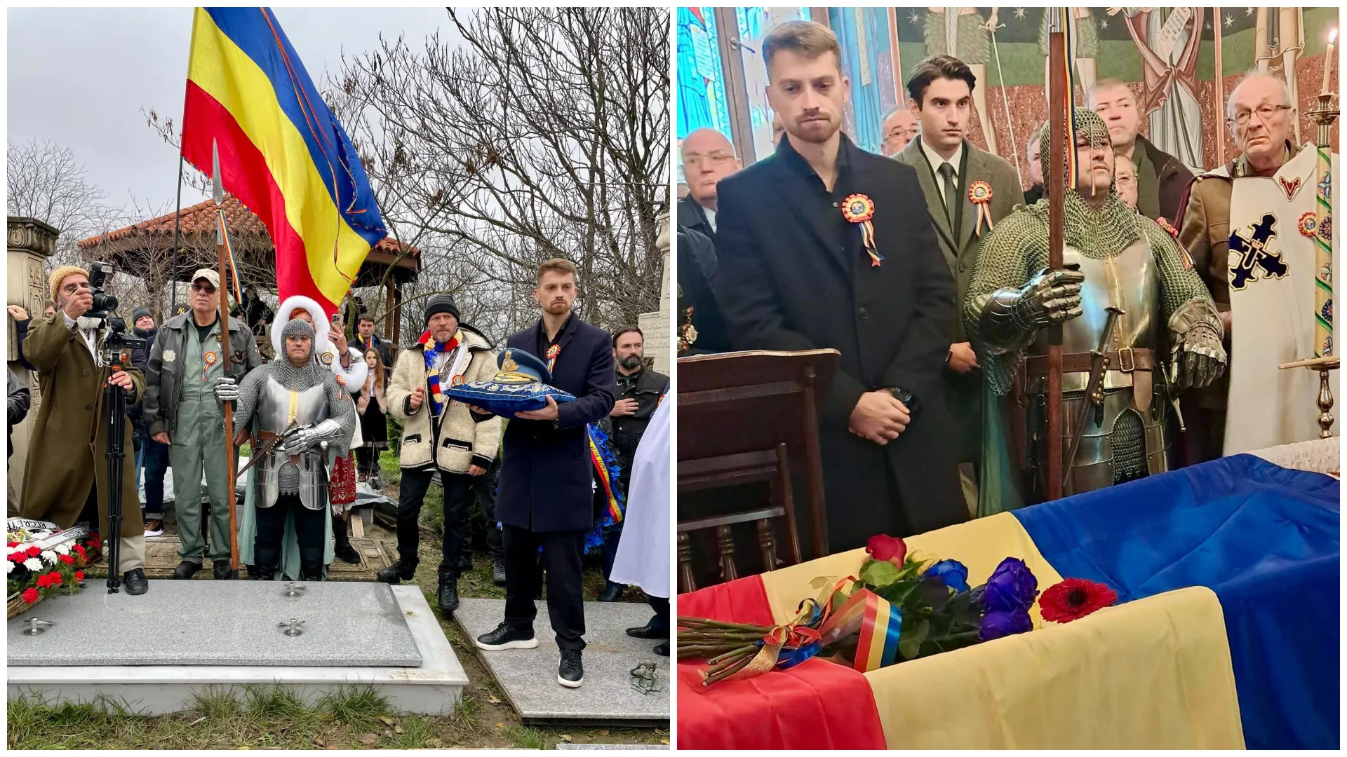 FOTO Scene neobișnuite și mesaje dure la înmormântarea generalului Radu Theodoru, acuzat de trădare de către DIICOT