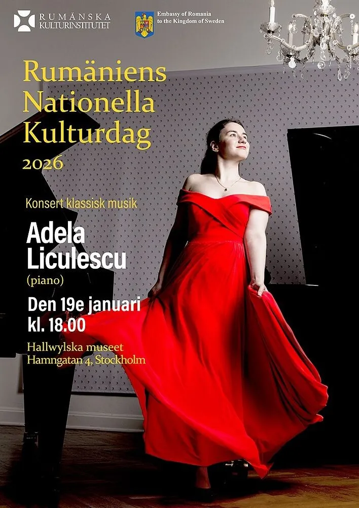Pianista Adela Liculescu susține un recital exclusiv la Stockholm, de Ziua Culturii Naționale. Muzica românească, în prim-planul unei seri de gală