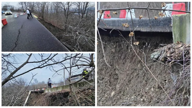 VIDEO Restricții de trafic pe DN1: a treia alunecare de teren în câteva săptămâni, de data aceasta la intrarea în Câmpina
