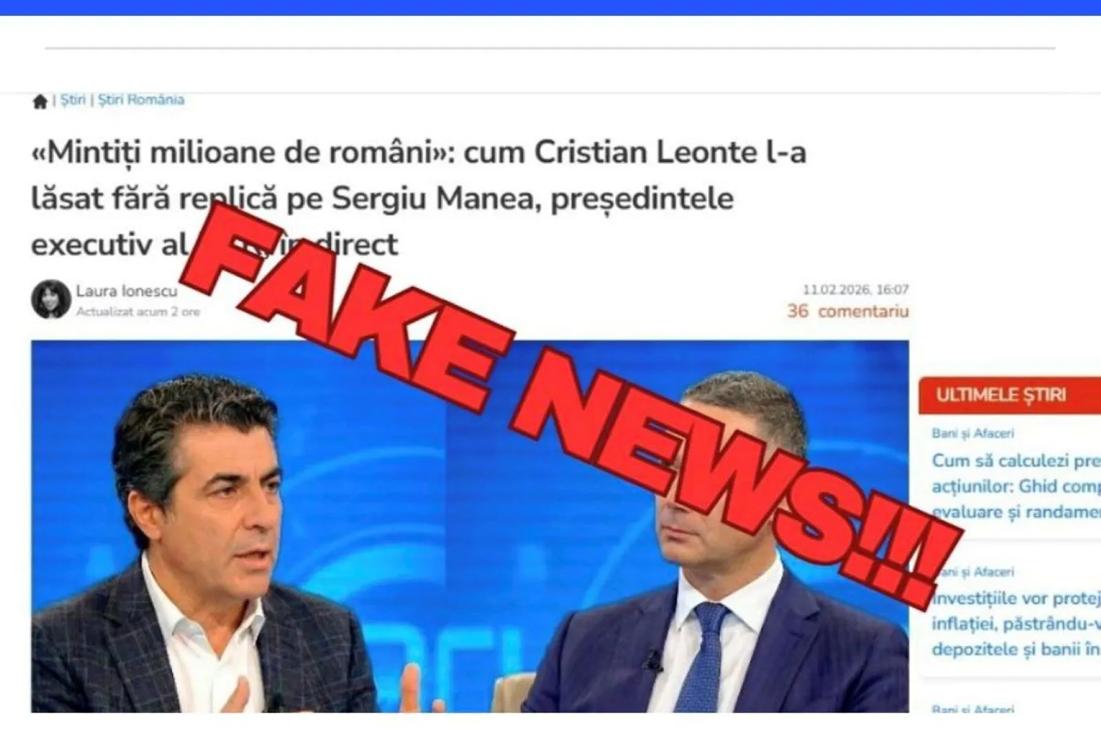 Cristian Leonte, victima unui fake news: un site fantomă l-a implicat într-un scandal pentru a păcăli investitorii. Reacția jurnalistului