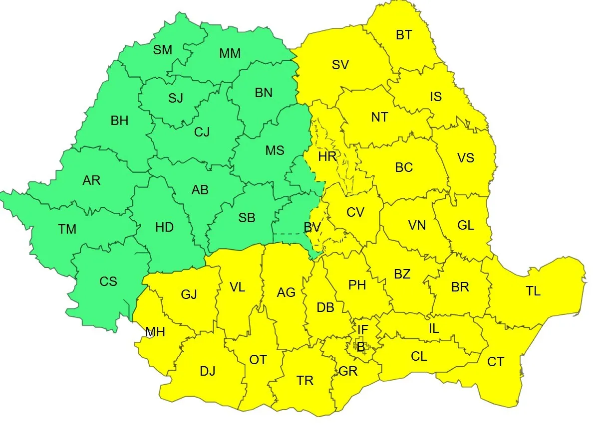 ALERTĂ - ANM a emis cod galben de ger pentru jumătate din România: Temperaturi de -15 grade Celsius