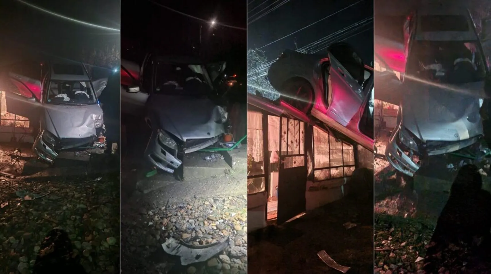 FOTO Accident spectaculos în Prahova. O mașină a ajuns pe acoperișul unei case