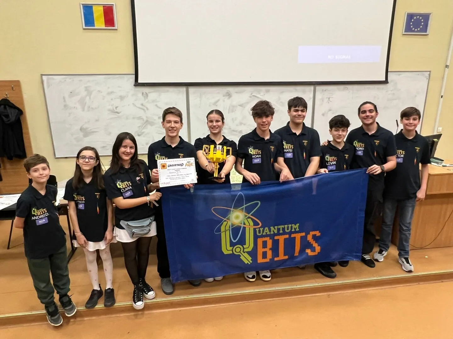 FOTO Echipa Quantum Bits câștigă Marele Trofeu FIRST LEGO League România și se califică la Campionatul Mondial de Robotică din Houston