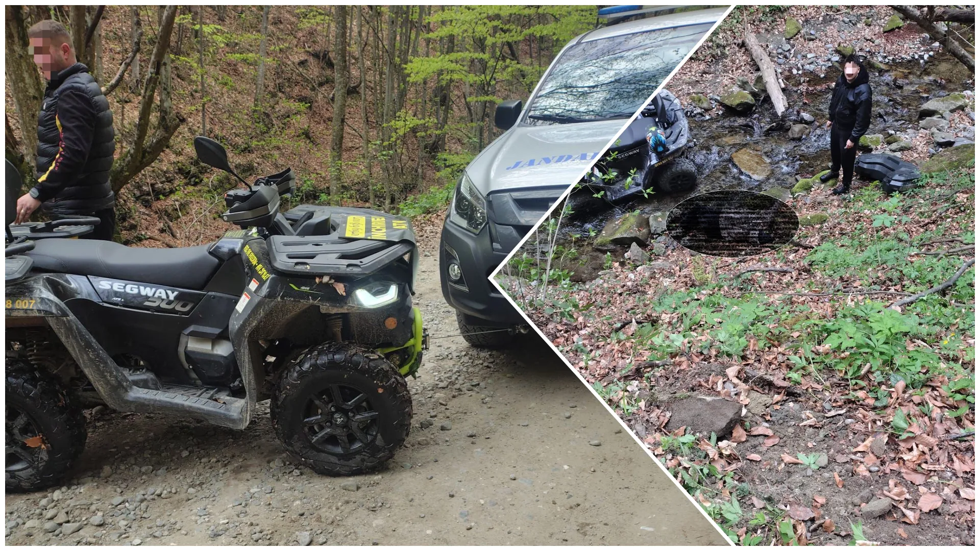 Intervenție de urgență a Jandarmeriei Montane: turiști căzuți cu ATV-ul într-un pârâu