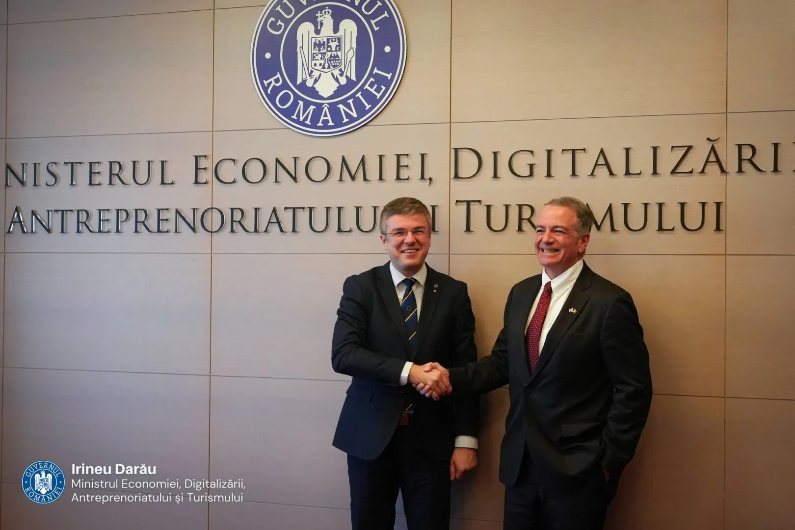 Ministrul Economiei s-a întâlnit cu noul ambasador al SUA în România: Întărim componenta economică a parteneriatului stategic